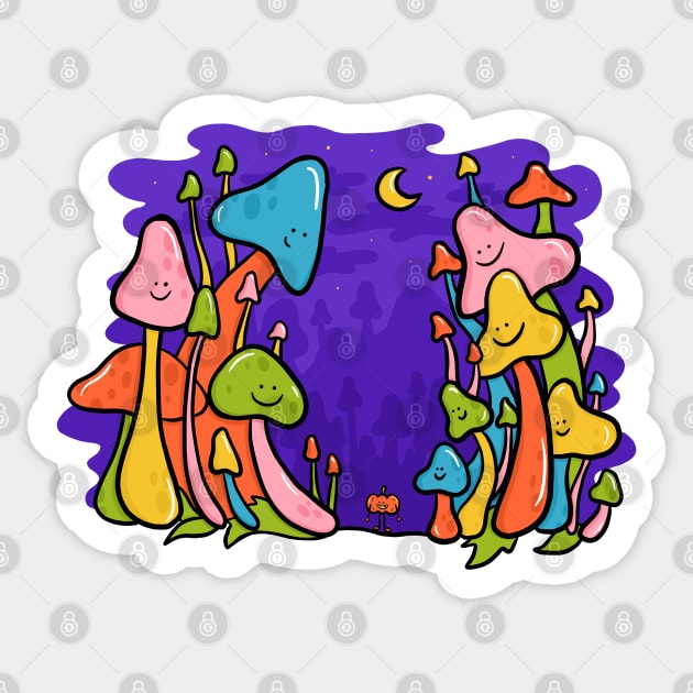 Overgrown Mushrooms Sticker by Doodle by Meg